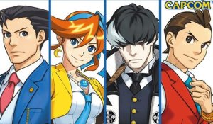 Kuvassa Phoenix Wright, Athena Cykes, Simon Blackquill ja Apollo Justice.